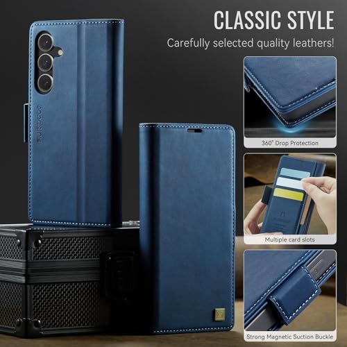 Wallet Case for Samsung Galaxy S25 FE 6.7'' RFID Blocking Credit Card Holder Magnetic Closure Kickstand PU Leather Flip Phone Case Shockproof TPU Inner Protective Cover Blue - color: Blue, size: Samsung Galaxy S25 FE