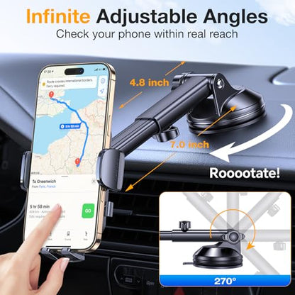 Romuto Phone Holders for Your Car Phone Holder Mount【90+LBS Suction Cup】 - color: Diamond Black