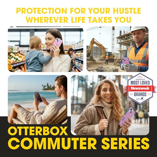 OtterBox iPhone 17e, 16e, 15, 14, 13 Commuter Series Case - Pink & Blue | 3X Military Drop Protection - Slim - Dual-Layer Shockproof Design - Pocket-Friendly - Raised Edges - Port Covers - color: Pink/Blue