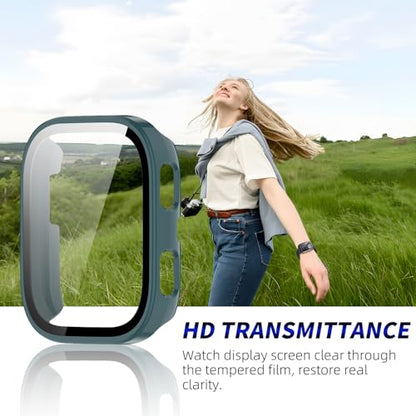 2 Pack for Amazfit Bip 6 Screen Protector Case - color: Dark Green+Dark Green