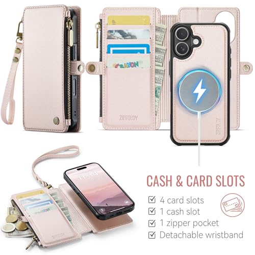 for iPhone 16 Plus - Phone Case Wallet Magnetic, Champagne Gold - color: Champagne Gold, size: iPhone 16 Plus