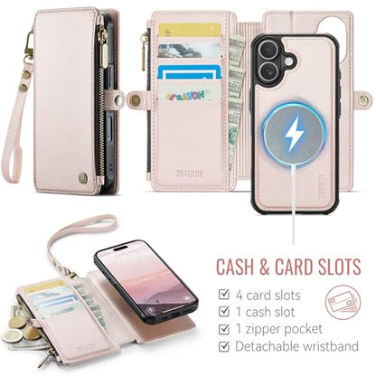 for iPhone 16 Plus - Phone Case Wallet Magnetic, Champagne Gold - color: Champagne Gold, size: iPhone 16 Plus