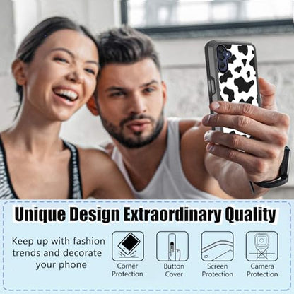 Samsung Galaxy A15 Case - Cute Luxury Cow Print with Screen Protector [Military Grade Protection] Heavy Duty Shockproof 6.5 inch - color: Cow Printed
