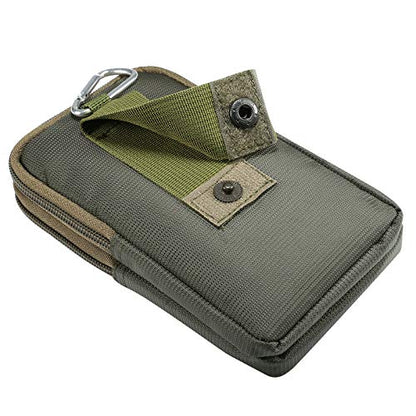 Multifunction Dual Phone Holster Men, Nylon Cell Phone Case Holder Mens Belt Pouch Loop/Clip, Smartphone Belt Wallet Purse 2 Zipper Pockets Compatible with iPhone 14 Pro Max Case 13 Pro Max, Black - color: Green