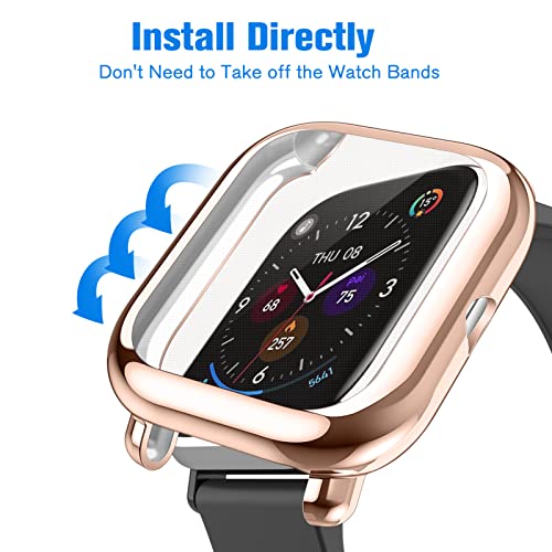Fintie 3 Packs Case Compatible with Amazfit Bip U Pro/S/Lite/1S/GTS 2 Mini - color: Black+Clear+Rose Gold