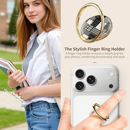 Cell Phone Ring Holder, Cute Phone Ring Grip Stand, 360°Rotation Funny Metal Kickstand Finger Grip Luxury Checkerboard - color: Luxury Checkerboard