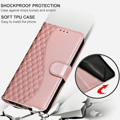 for Samsung Galaxy S24 FE Wallet case, Rose Gold | 3 Card Holders, Kickstand, Shockproof TPU Shell, PU Leather, Magnetic Closure, Protective Flip Folio Cover, Women - color: 5