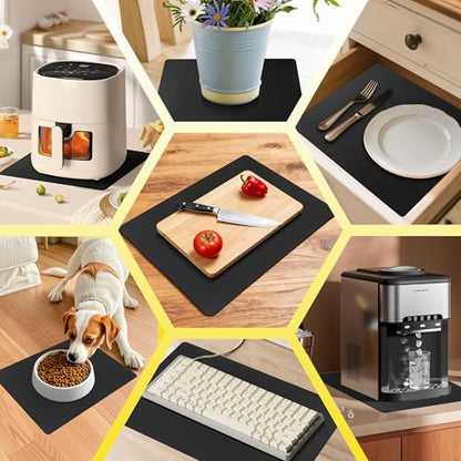 Upgraded 10” x 15” Non-Adhesive Non-Slip Cutting Board Mat Multi-Purpose - color: Black
