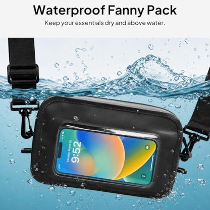 TOPEAST Waterproof Fanny Pack for Women & Men, Waterproof Belt Bag with Phone Pouch, Adjustable Crossbody & Waist Pack for Swimming, Hiking, Beach & Outdoors Essentials, Black - color: Black