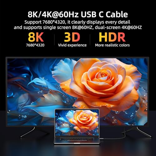 USB 4 Cable 6.6ft, USB C 90 Degree Right Angle Cable - color: Black, size: 6.6FT, style: Right Angle