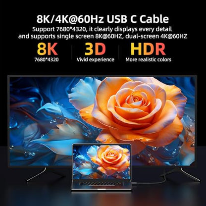 USB 4 Cable 6.6ft, USB C 90 Degree Right Angle Cable - color: Black, size: 6.6FT, style: Right Angle