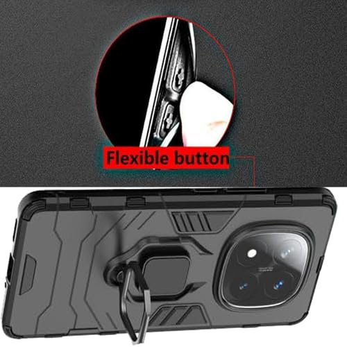 Phone Case for Xiaomi redmi Note 14 Pro Plus Case, 2 in 1 Hybrid Heavy Duty Armor Shockproof Defender Kickstand Dual Layer Bumper Hard Back Case Cover Tempered Glass Screen Protector，Black