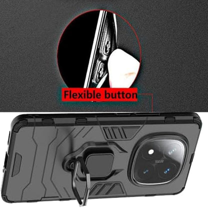 Phone Case for Xiaomi redmi Note 14 Pro Plus Case, 2 in 1 Hybrid Heavy Duty Armor Shockproof Defender Kickstand Dual Layer Bumper Hard Back Case Cover Tempered Glass Screen Protector，Black