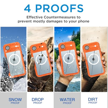 AICase Waterproof Case for iPhone Air with MagSafe Clear Water Proof Snowproof/Dustproof/Shockproof,IP68 Certified 360 Full Body Protection Fully Sealed Underwater for iPhone Air_97 - size: iphone Air