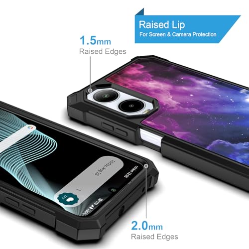 for Cricket Debut S3 Phone Case (U572AC)/AT&T Vista 2 (U572AA) w/[Built-in Screen Protector] Dual Layer Shockproof [Military-Grade][Full-Body] Protective Cover for Women Man Blue Black Star Galaxy - color: BLD IN GALAXY STAR