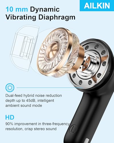 Wireless Earbuds, 5.4 Bluetooth Headphones for iPhone 17, Bluetooth Ear Buds with Bass Stereo Sound, Noise Cancelling, IP7 Waterproof in-Ear Earphones with Mic for iPhone 17e/16/15/Sansung Galaxy/iPad - color: Black