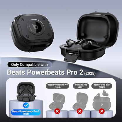 PROfezzion for Beats Powerbeats Pro 2 Case Cover with Lock, Heavy Duty - color: Jet Black