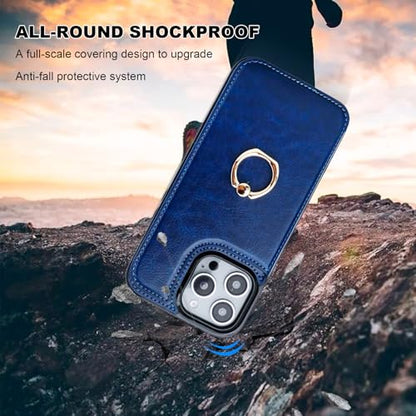 ONETOP for iPhone 16 Pro Max Wallet Case with Credit Card Holder,Blue - color: Blue