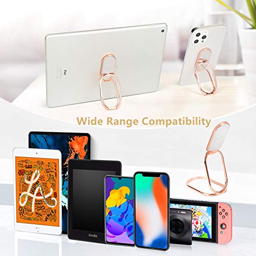 Phone Ring Holder Finger Kickstand 360°Rotation Cellphone Back Grip Foldable Cell Phone Stand for Desk Compatible with iPhone iPad Smartphones Tablets (Rose Gold) - color: Rose Gold