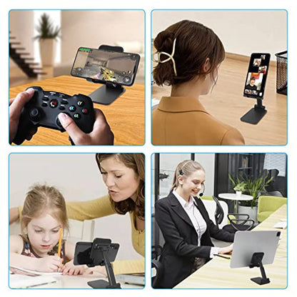 2 Pack Phone Stand for Desk, Angle & Height Adjustable Phone Holder - color: D-Black & White
