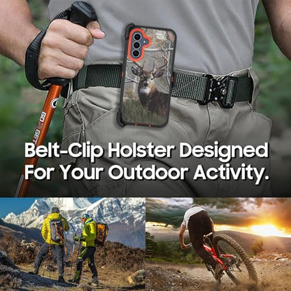 Compatible for Samsung S25 FE, Built in Screen Protector, Belt Clip Holster Heavy Duty Defender Case Dustproof Shockproof Protection (Deer) - color: Deer
