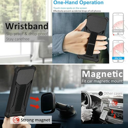 Pinwheel Slim 5 Kids Smartphone Case Compatible for BLU G91S Phone Case Stand Cover [with Tempered Glass Screen Protector] Hybrid Case [Folding Support Magnetic] [Frosted anti-fingerprint] Black