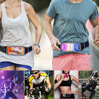 Running Belt,Fanny Pack Fits Phones UP to 6.5" for Women Men,Black and Pink | Belt Bag,Money Belt,Waterproof Workout Waist Pouch Phone Holder with Touchscreen,Gym Running Gift Gear Accessories - color: Black