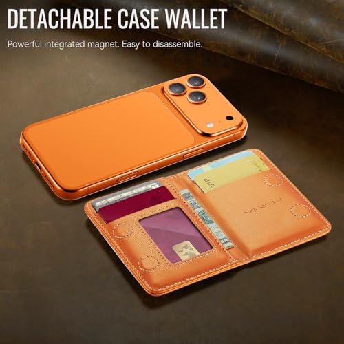 Vinich for MagSafe Wallet Magnetic RFID Blocking Card Holder, Orange - color: Orange