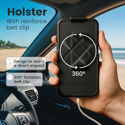 MOTIVE Waterproof Case with Belt Clip iPhone 17 Pro, Magnetic | 6.3" | Built-in screen protector, 360° protection, compatible with MagSafe, 360° belt holster - size: iPhone 17 Pro