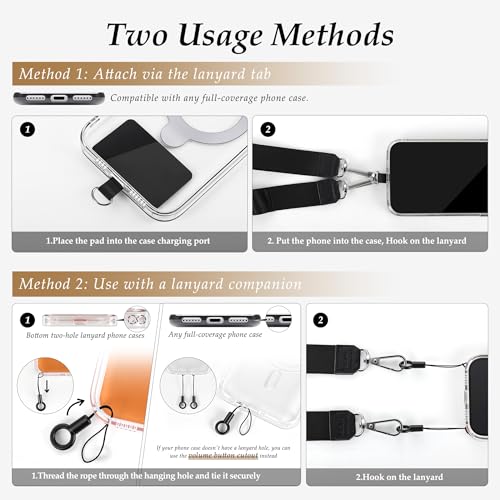 Multifunctional Phone Lanyard Adjustable Anti-Theft Crossbody Phone Strap - color: Black