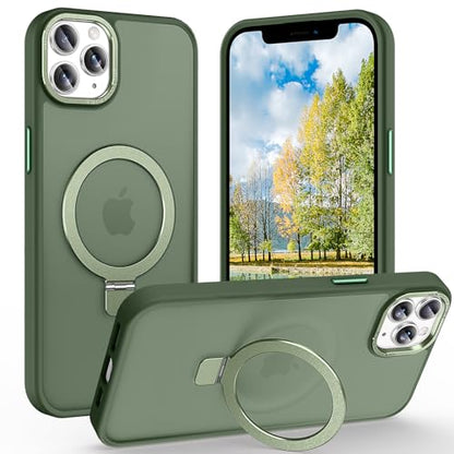 Magnetic for iPhone 11 Pro Max Case with Ring Stand,Midnight Green | Invisible Magnetic Kickstand, 10FT Drop Protection Shockproof, Velvety Touch, Slim Translucent Matte Back - color: Midnight Green, size: Iphone 11 Pro Max 6.5 inches