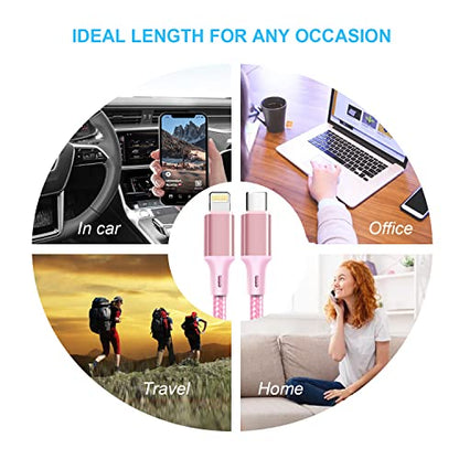 cugunu USB C to Lightning Cable, 5 Pack PD Fast iPhone Charger Cord (Pink) - color: Pink, style: USB-C to L