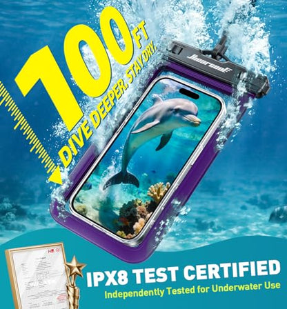 Hiearcool Waterproof Phone Pouch, Waterproof Phone Case, Blue&Purple 2-Pack | Durable multilayer IPX8 protection; touchscreen access and fit up to 8.9 inches; cruise essentials 2026 for beach and pool - color: Blue & Purple