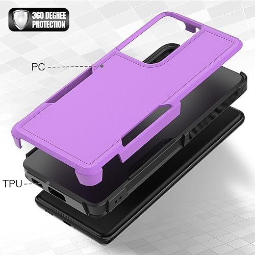 for Samsung Galaxy S24 Ultra Case: Dual Layer Protective Heavy Duty Cell Phone Cover Shockproof Rugged with Screen Protector - Military Protection Bumper Tough - Samsung Galaxy S24 Ultra 2024, Purple - color: Purple (PC) + Black (TPU)