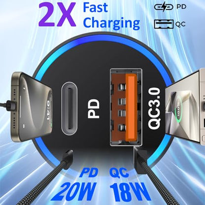 Type C Wall Charger,38W Dual-Port USB C Car Charger with 6ft USB C Cable