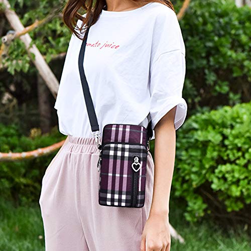 BIAOTIE Lightweight Small Crossbody bags Cell Phone Purses Travel Pouch Shoulder Bag for Women - color: Purple Stripes
