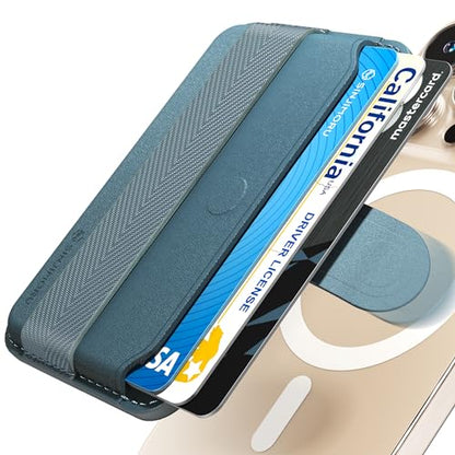 Sinjimoru Pull Tab Magnetic Wallet for MagSafe, Grip Band, Marine Blue - color: Band Marine Blue