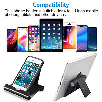 VOVIGGOL 4 Pack Cell Phone Stand for Desk, Foldable Cell Phone Holder Mobile Stand Phone Dock, Adjustable Tablet Stand Holder Compatible with iPhone 12 Pro 11 Xs X 8 iPad Samsung (Black & White) - color: 2 Black & 2 White