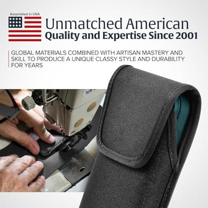 Turtleback Belt Clip for iPhone 16 Pro, 16e, 15 pro 14 Pro 13 Pro -Small- Fits w/Slim MagSafe Style Cases - Premium Black Nylon, Vertical Belt Holder, Magnetic Closure, HD Rotating Belt Clip - color: Vertical - Nylon w/ Metal Clip, size: Small
