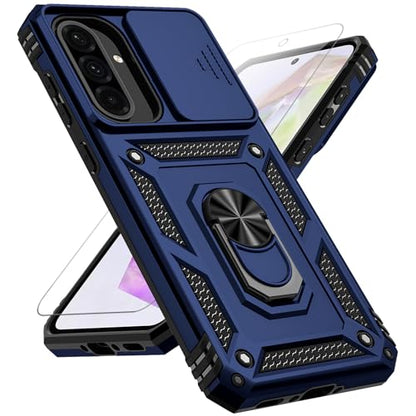 for Samsung Galaxy A36 5G Case with Slide Camera Cover HD Screen Protector [Military Grade 16ft. Drop Tested] Magnetic Ring Holder Kickstand Protective Phone Case for Galaxy A36 5G 2025, Navy Blue - color: Navy Blue w/ Slide Camera 2nd gen. Military Grade