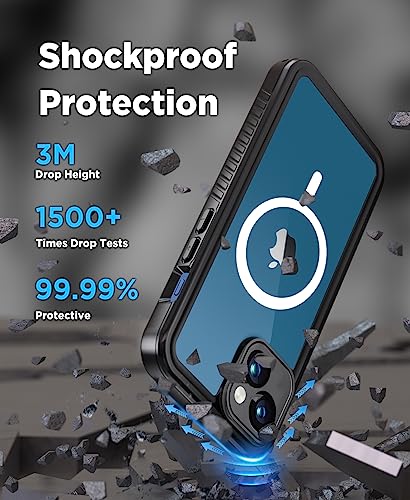 Beeasy for iPhone 13 Waterproof Case Compatible with Magsafe IP68 Underwater Military Grade, Phone Case with Shockproof, Dustproof, Rugged 360 Full Body Protection Cover Black - size: iPhone 13 (6.1")
