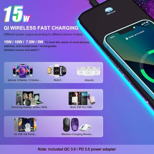 ToLuLu Wireless Charging RGB Gaming Mouse Pad,15W LED 30W Charger Mouse Mat - color: Galaxy Nebula Space