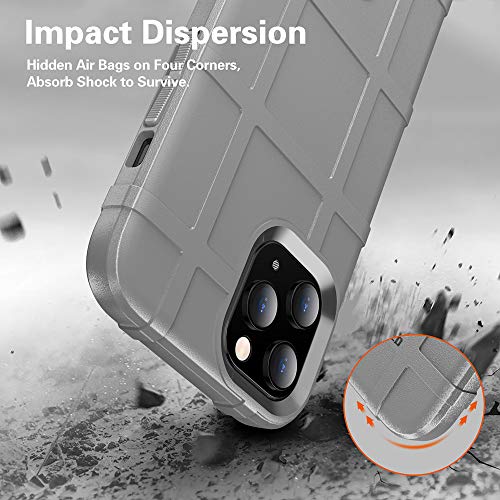 Rugged Shield TPU Thick Solid Armor Tactical Protective Case Compatible with iPhone 12 Pro Max (6.7 inches) - Concrete Grey - color: Concrete Grey, size: iPhone 12 Pro Max