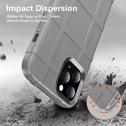 Rugged Shield TPU Thick Solid Armor Tactical Protective Case Compatible with iPhone 12 Pro Max (6.7 inches) - Concrete Grey - color: Concrete Grey, size: iPhone 12 Pro Max