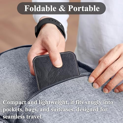 Airplane Travel Essentials for Flying Flex Flap Cell Phone Holder & Flexible Tablet Stand for Desk, Bed, Treadmill, Home & in-Flight Airplane Travel Accessories(1-Carved Black) - color: 1-Carved Black