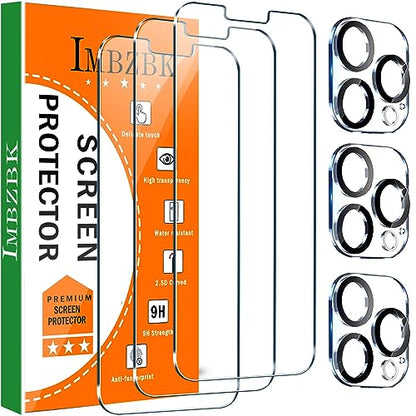IMBZBK Screen Protector for iPhone 13 Pro Max, Tempered Glass, 3+3 Pack - color: 13 Pro Max-Transparent