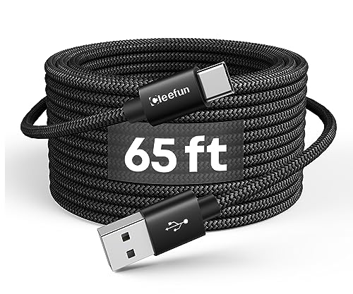 CLEEFUN Extra Long USB A USB C Cable 65ft, USB to USB C Power Cable 65 Foot - color: Black, size: 65ft