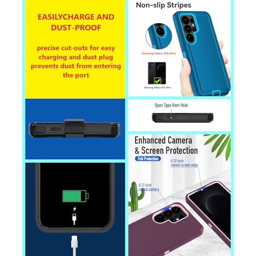 for Samsung Galaxy S26 Ultra case, S26 Ultra Heavy Duty case,with A Tempered Glass Screen Protector, [Military Grade Protective ] [Shockproof] [Dropproof] [Dust-Proof] (Magnetic -Dark Blue) - color: Magnetic -Dark Blue