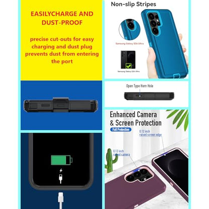 for Samsung Galaxy S26 Ultra case, S26 Ultra Heavy Duty case,with A Tempered Glass Screen Protector, [Military Grade Protective ] [Shockproof] [Dropproof] [Dust-Proof] (Magnetic -Dark Blue) - color: Magnetic -Dark Blue