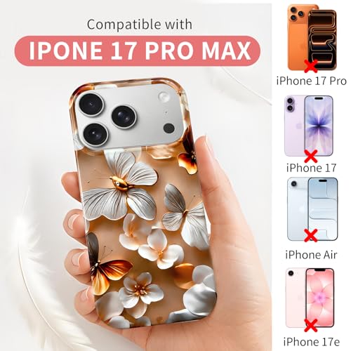 Case Compatible with iPhone 17 Pro Max, 2025 Anti-Yellow Ultra Transparent Soft TPU Phone Case, Shockproof Anti-Slip Slim Lightweight Full Coverage Protective (Flowers 4) - color: Flowers 4
